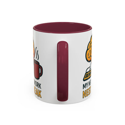 Colorful Brain-Themed Coffee Mug - "My Neural Network Needs A Break"