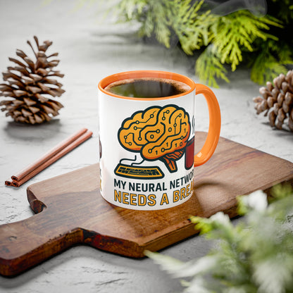 Colorful Brain-Themed Coffee Mug - "My Neural Network Needs A Break"