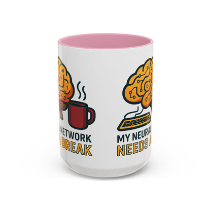 Colorful Brain-Themed Coffee Mug - "My Neural Network Needs A Break"