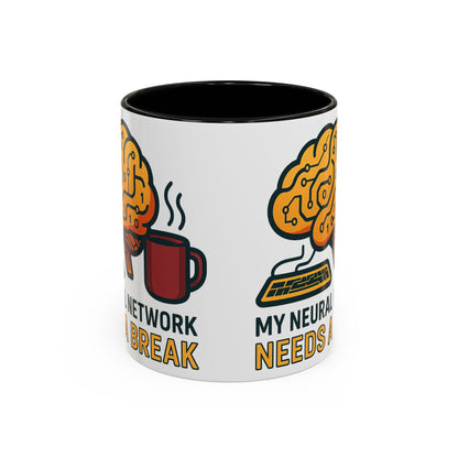 Colorful Brain-Themed Coffee Mug - "My Neural Network Needs A Break"